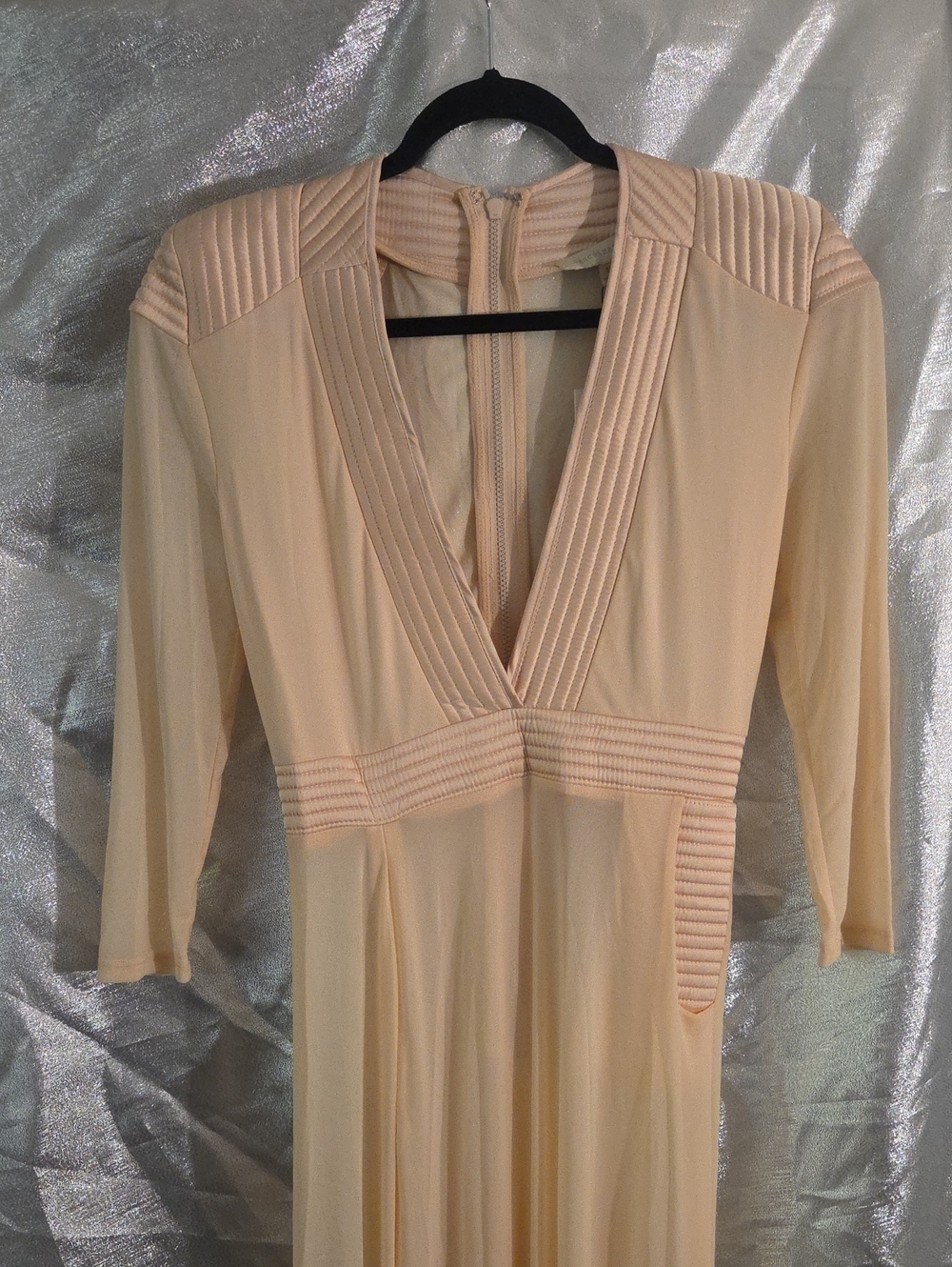 Women's Blush Deep V-Neck Pleated Waist Dress